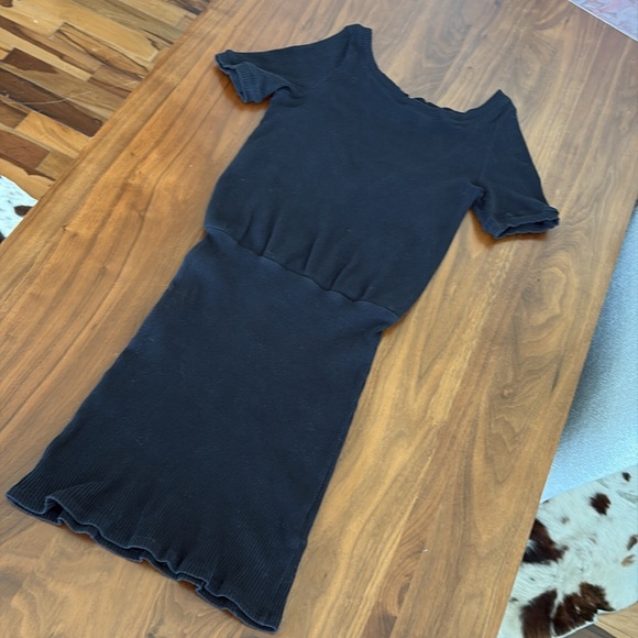 Free People Beach Ribbed Black Bodycon Dress Open Back Size Small - Picture 5 of 8